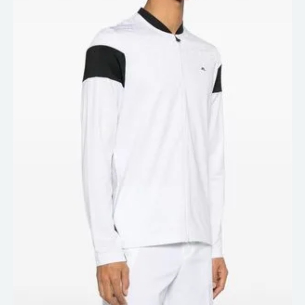 j lindeberg golf mens L full zip jacket White Cotton Long Sleeve @n5